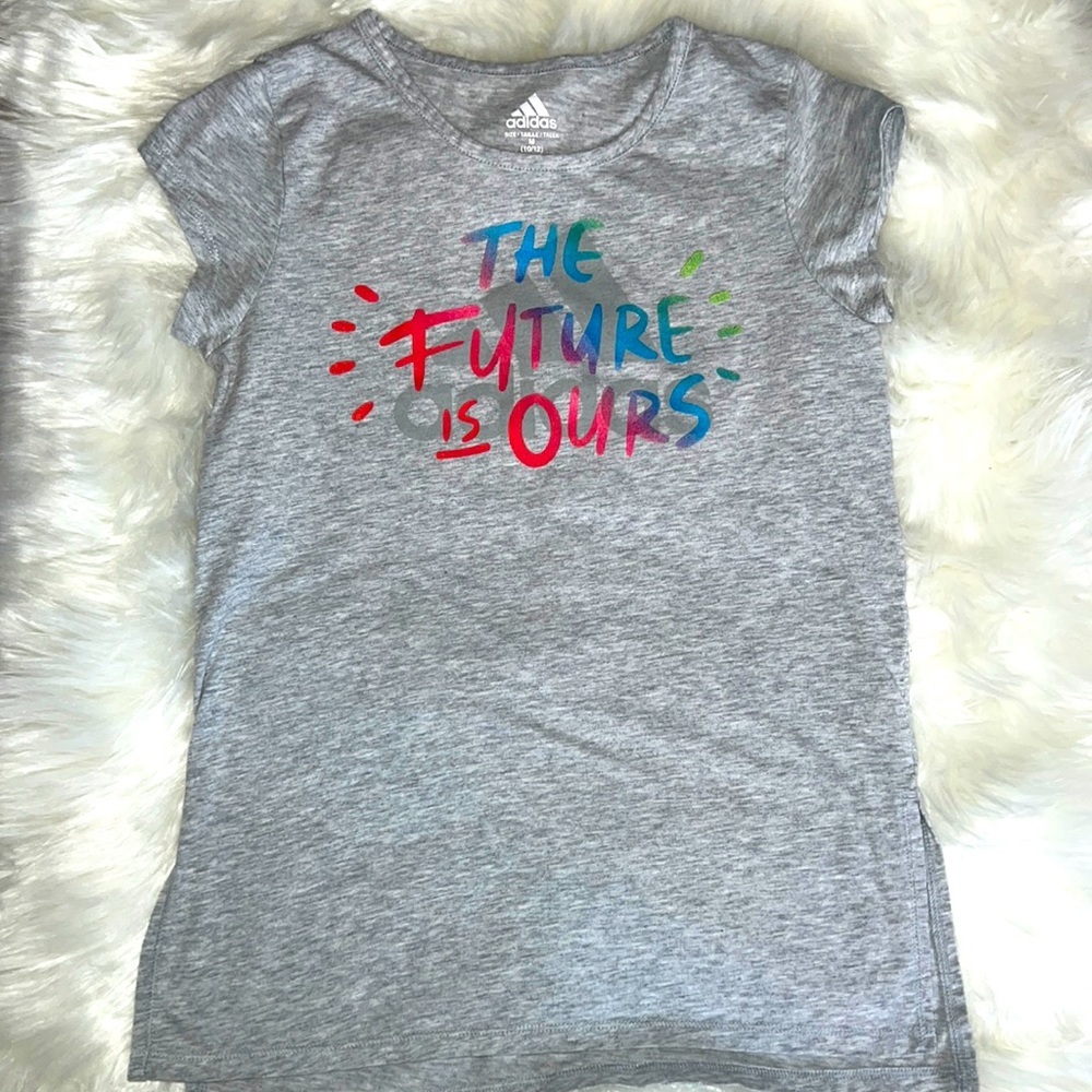 Adidas Girls The Future is Ours Graphic T-shirt Size Medium 10-12